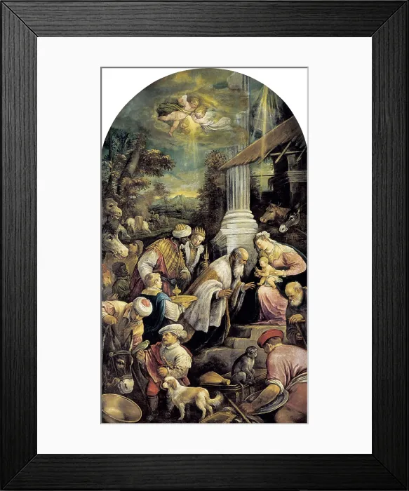 Framed Print : BASSANO, Francesco (1540-1592). The Adoration of the Magi (Adorazione dei Magi). 1585 - 1590. Renaissance art. Cinquecento. Oil on wood. AUSTRIA. Vienna Framed Print : BASSANO, Francesco (1540-1592). The Adoration of the Magi (Adorazione dei Magi). 1585 - 1590. Renaissance art. Cinquecento. Oil on wood. AUSTRIA. Vienna