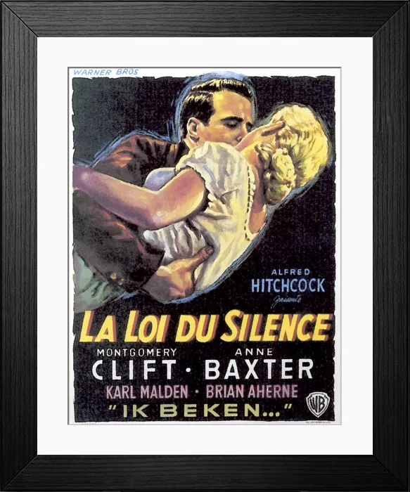 Framed Print : I CONFESS, from left: Montgomery Clift, Anne Baxter, 1953