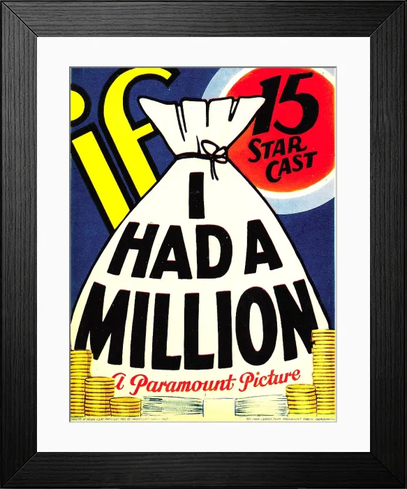 Framed Print : IF I HAD A MILLION, midget window card, 1932