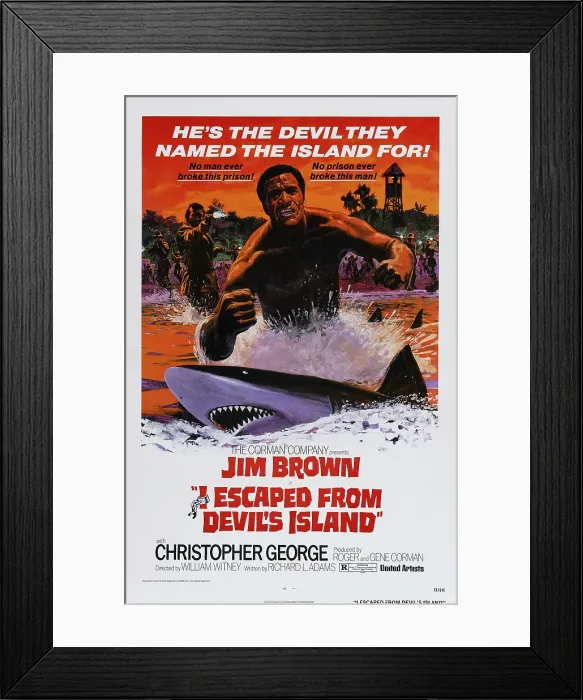 Framed Print : I ESCAPED FROM DEVIL'S ISLAND, US poster, Jim Brown (front), 1973