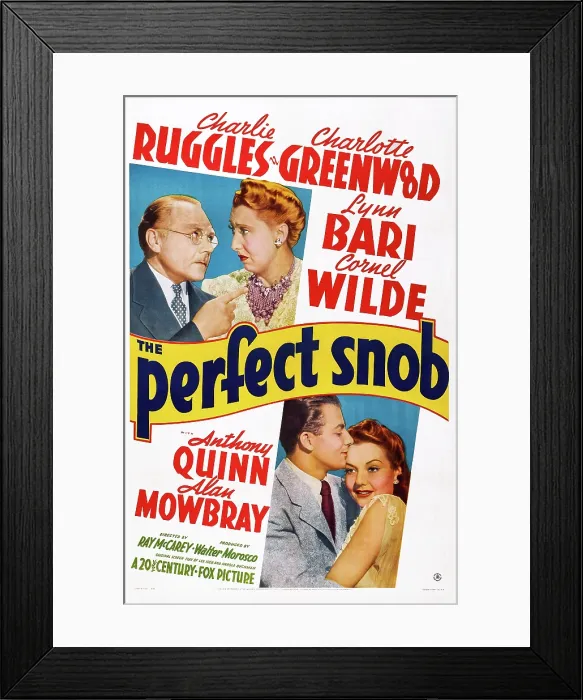 Framed Print : THE PERFECT SNOB, US poster art, top from left: Charlie Ruggles, Charlotte Greenwood, bottom from left: Cornel Wilde, Lynn Bari, 1941. TM & Copyright 20th Century Fox Film Corp