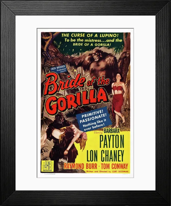 Framed Print : BRIDE OF THE GORILLA, poster art, 1951 Framed Print : BRIDE OF THE GORILLA, poster art, 1951