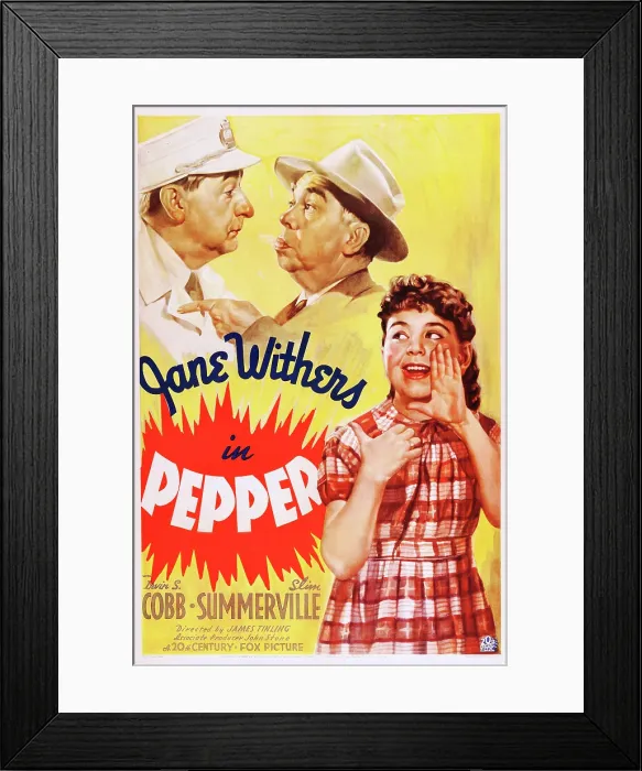 Framed Print : PEPPER, US poster art, from left: Slim Summerville, Irvin S. Cobb, Jane Withers, 1936. TM & Copyright 20th Century Fox Film Corp. All rights reserved / courtesy Everett Collection