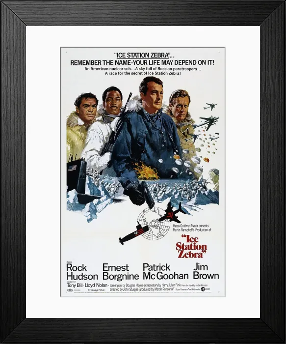 Framed Print : ICE STATION ZEBRA, US poster, from left: Ernest Borgnine, Jim Brown, Rock Hudson, Patrick McGoohan, 1968