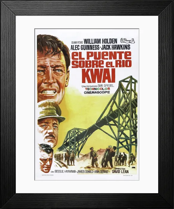 Framed Print : THE BRIDGE ON THE RIVER KWAI, (aka EL PUENTE SOBRE EL RIO KWAI), top to bottom: William Holden, Alec Guinness, Jack Hawkins, 1957 Framed Print : THE BRIDGE ON THE RIVER KWAI, (aka EL PUENTE SOBRE EL RIO KWAI), top to bottom: William Holden, Alec Guinness, Jack Hawkins, 1957