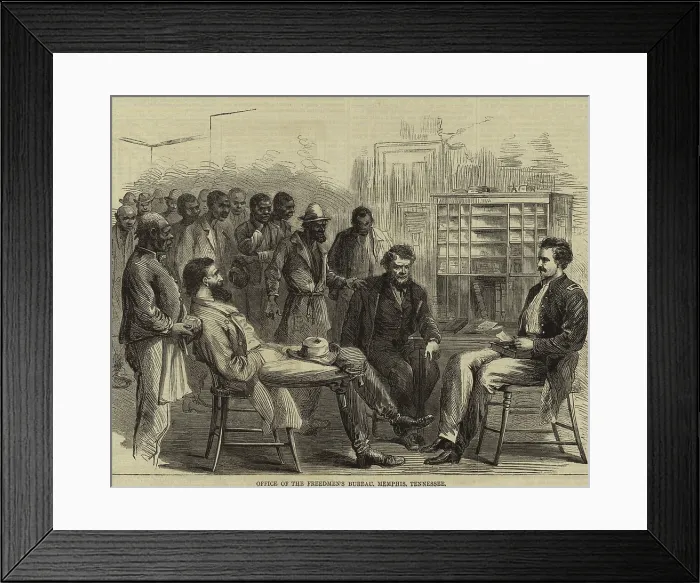 Framed Print : African American clients wait in line at the Office of the Freedmen's Bureau, Memphis, Tennessee, 1866 Framed Print : African American clients wait in line at the Office of the Freedmen's Bureau, Memphis, Tennessee, 1866