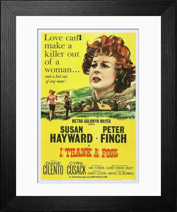 Framed Print : I THANK A FOOL, top: Susan Hayward, bottom left: Diane Cilento on poster art, 1962 Framed Print : I THANK A FOOL, top: Susan Hayward, bottom left: Diane Cilento on poster art, 1962