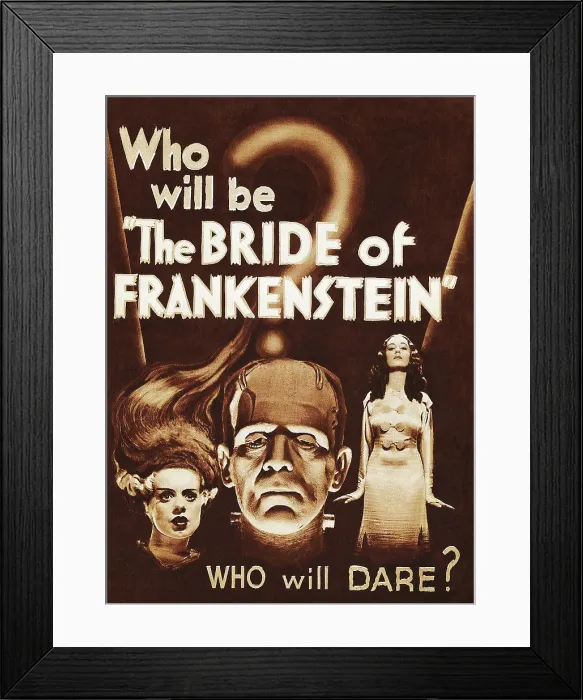 Framed Print : THE BRIDE OF FRANKENSTEIN, l-r: Elsa Lanchester, Boris Karloff, Valerie Hobson on herald poster art, 1935 Framed Print : THE BRIDE OF FRANKENSTEIN, l-r: Elsa Lanchester, Boris Karloff, Valerie Hobson on herald poster art, 1935