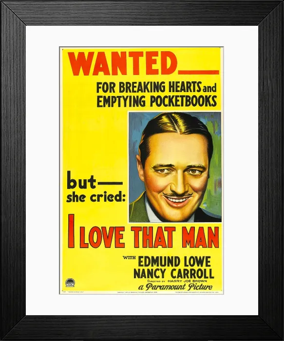 Framed Print : I LOVE THAT MAN, Edmund Lowe, 1933 Framed Print : I LOVE THAT MAN, Edmund Lowe, 1933