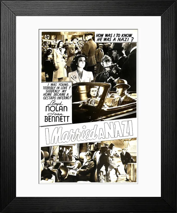 Framed Print : THE MAN I MARRIED, (aka I MARRIED A NAZI), center from left: Joan Bennett, Lloyd Nolan on window card, 1940