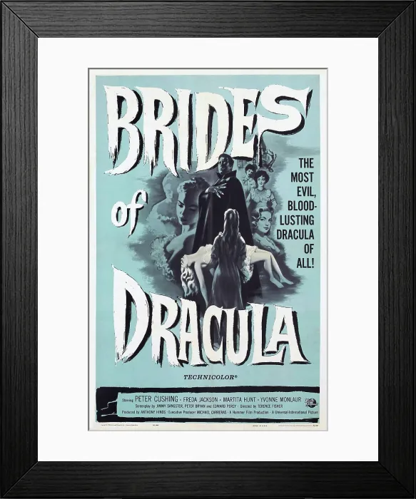 Framed Print : THE BRIDES OF DRACULA, US poster art, center: David Peel, 1960