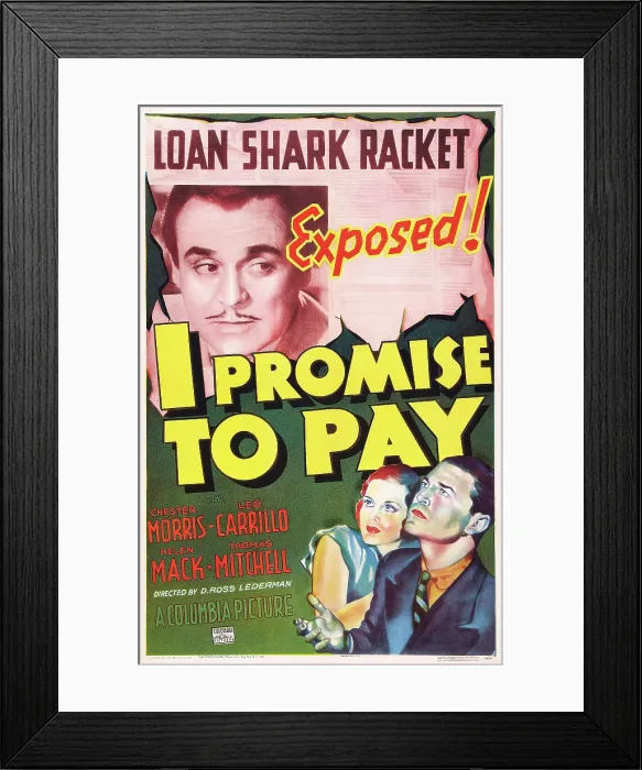 Framed Print : I PROMISE TO PAY, US poster art, from left: Leo Carrillo (top), Helen Mack, Chester Morris, 1937