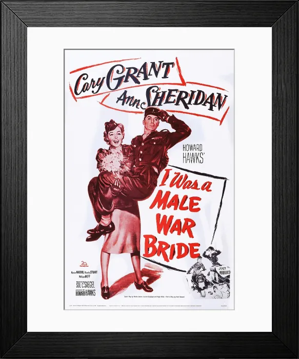 Framed Print : I WAS A MALE WAR BRIDE, l-r: Ann Sheridan, Cary Grant on poster art, 1949, TM and Copyright 20th Century Fox Film Corp. All rights reserved. / courtesy Everett Collection