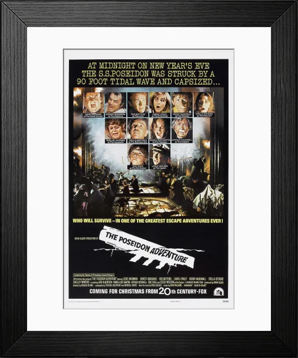 Framed Print : THE POSEIDON ADVENTURE, US poster art, top row: Gene Hackman, Ernest Borgnine, Red Buttons, Carol Lynley, Roddy McDowall, Stella Stevens; second row: Shelley Winters