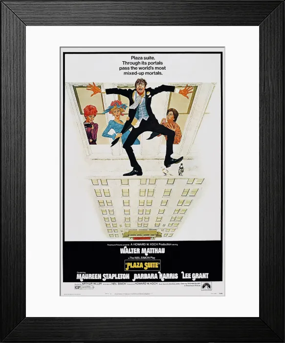 Framed Print : PLAZA SUITE, l-r: Barbara Harris, Lee Grant, Walter Matthau, Maureen Stapleton on poster art, 1971 Framed Print : PLAZA SUITE, l-r: Barbara Harris, Lee Grant, Walter Matthau, Maureen Stapleton on poster art, 1971
