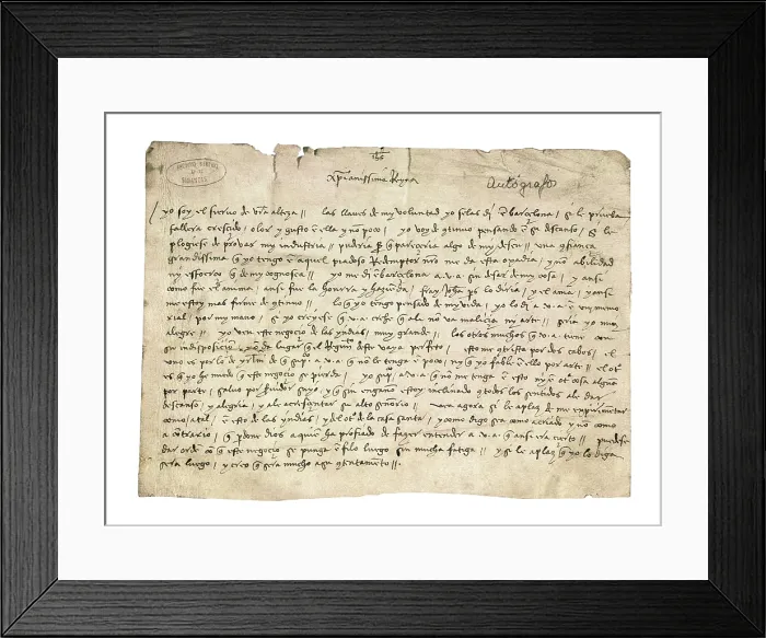 Framed Print : Letter from Columbus to Queen Elizabeth I. SPAIN. Simancas. General Archives of Simancas. AISA / Everett Collection**US SALES ONLY** Framed Print : Letter from Columbus to Queen Elizabeth I. SPAIN. Simancas. General Archives of Simancas. AISA / Everett Collection**US SALES ONLY**