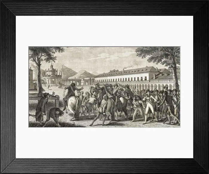 Framed Print : GODOY y ALVAREZ DE FARIA, Manuel de (1767-1851). Spain (1808). Mutiny of Aranjuez. Fall and prison of the Prince of the Peace (19th March 1808). Etching. SPAIN. Madrid