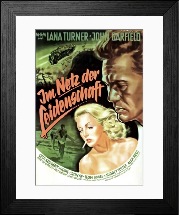 Framed Print : THE POSTMAN ALWAYS RINGS TWICE, from left, Lana Turner, John Garfield, 1946
