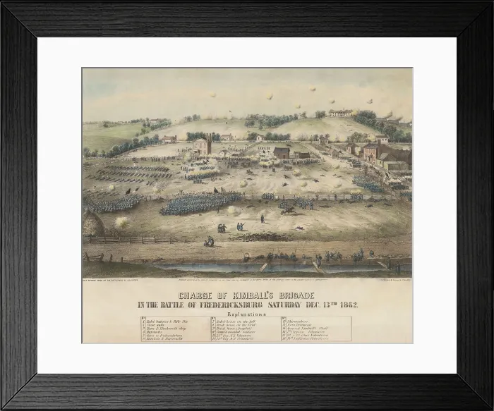 Framed Print : US Civil War, Battle of Fredericksburg, Dec. 13, 1862. The charge of Gen. Nathan Kimball's Brigade against Marye's Heights was ordered by Union Gen
