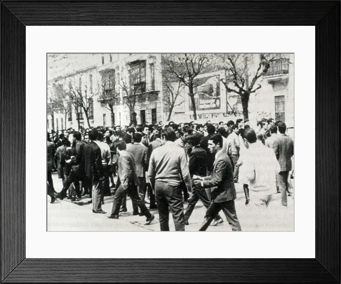 Framed Print : Spain (1956). Franco's dictatorship. Students demonstration in Barcelona. AISA / Everett Collection**US SALES ONLY**