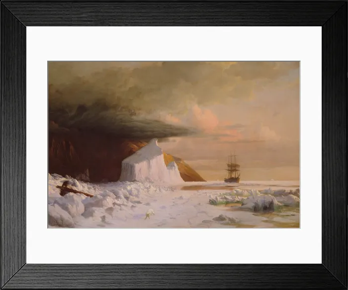 Framed Print : ARCTIC SUMMER: BORING THROUGH THE PACK IN MELVILLE BAY, by William Bradford, 1871, American painting