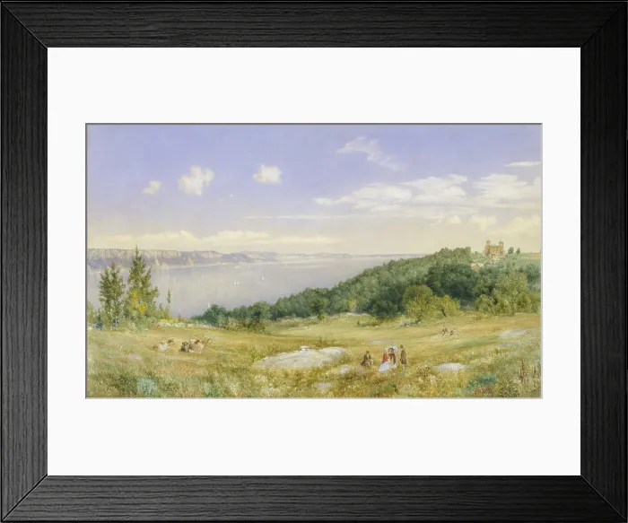Framed Print : THE PALISADES, by John William Hill, 1870, American watercolor painting. This watercolor is painted from Yonkers, looking north with William S Framed Print : THE PALISADES, by John William Hill, 1870, American watercolor painting. This watercolor is painted from Yonkers, looking north with William S
