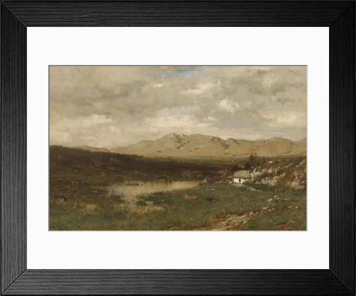 Framed Print : VIEW IN COUNTY KERRY, by Alexander H. Wyant, 1875, American painting, oil on canvas. This landscape was probably painted from another artwork by Wyant in his New York City studio