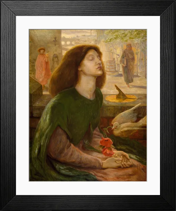 Framed Print : Beata Beatrix, 1877, by Dante Gabriel Rossetti, 1828-1882. English painting of Pre-Raphaelite movement, oil on canvas painting