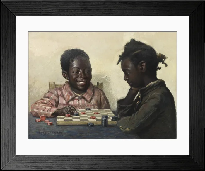 Framed Print : Two Black Children Playing Checkers, c. 1890-1900, James Henry Moser, 1854-1912, American drawing, pastel on paper Framed Print : Two Black Children Playing Checkers, c. 1890-1900, James Henry Moser, 1854-1912, American drawing, pastel on paper