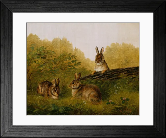 Framed Print : RABBITS ON A LOG, by Arthur Fitzwilliam Tait, 1897, American painting, oil on canvas Framed Print : RABBITS ON A LOG, by Arthur Fitzwilliam Tait, 1897, American painting, oil on canvas