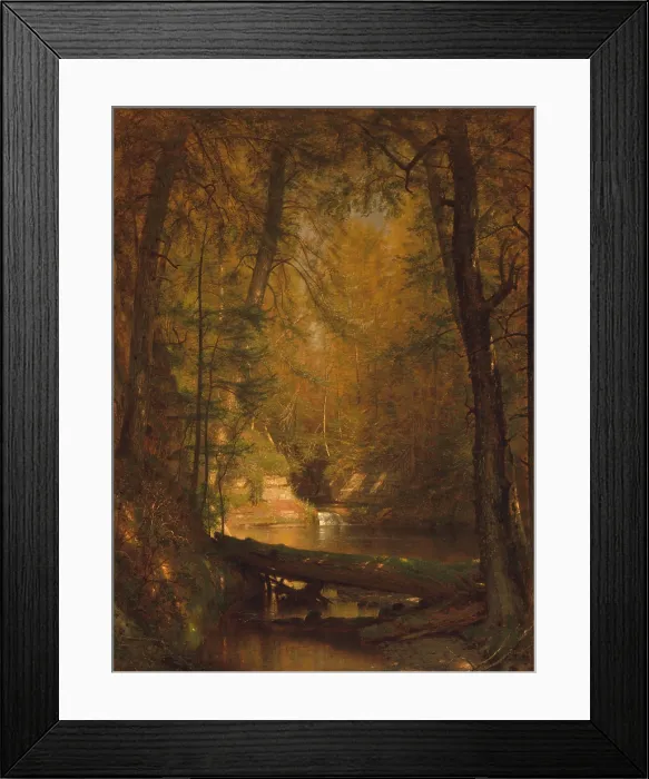 Framed Print : THE TROUT POOL, by Worthington Whittredge, 1870, American painting, oil on canvas. At age 29 he attended the Düsseldorf Academy and studied with Emanuel Leutze Framed Print : THE TROUT POOL, by Worthington Whittredge, 1870, American painting, oil on canvas. At age 29 he attended the Düsseldorf Academy and studied with Emanuel Leutze