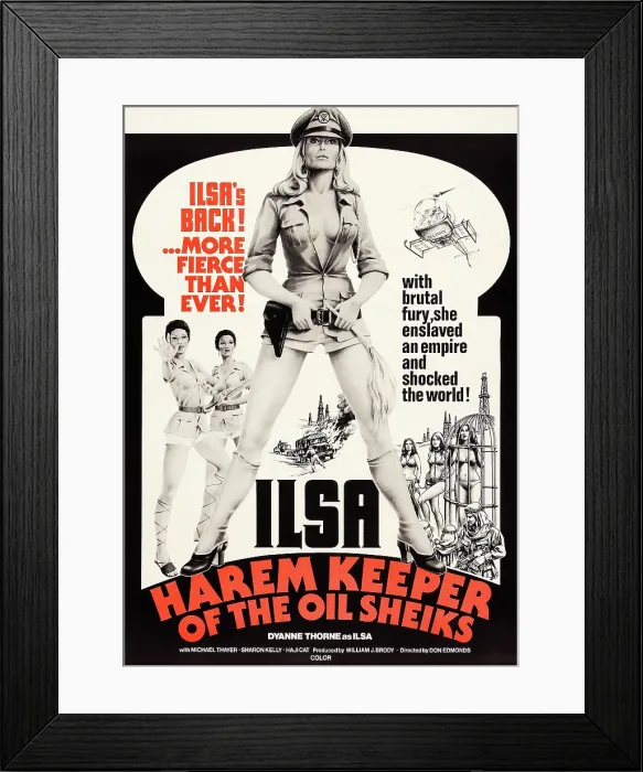 Framed Print : ILSA, HAREM KEEPER OF THE OIL SHEIKS, US poster art, Dyanne Thorne, 1976