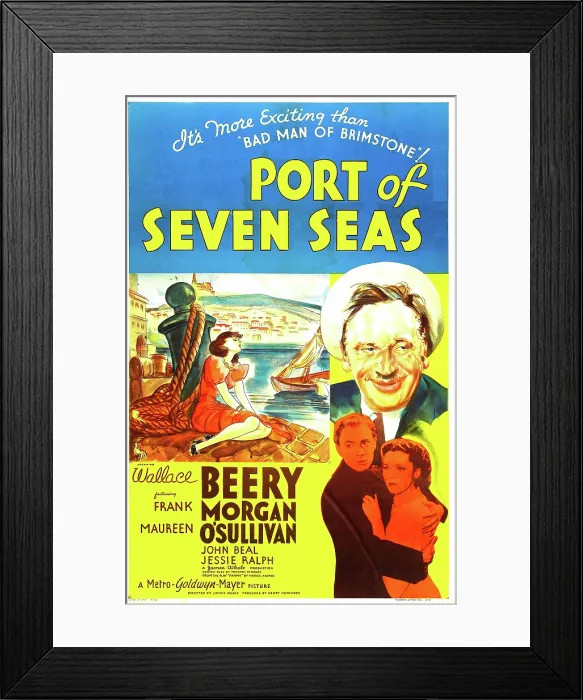 Framed Print : PORT OF SEVEN SEAS, US poster art, right column, clockwise from top: Wallace Beery, Maureen O'Sullivan, John Beal, 1938 Framed Print : PORT OF SEVEN SEAS, US poster art, right column, clockwise from top: Wallace Beery, Maureen O'Sullivan, John Beal, 1938