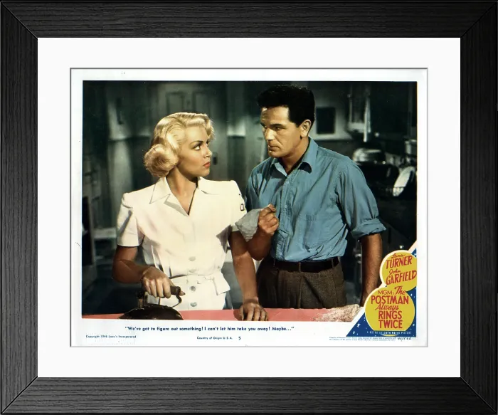 Framed Print : THE POSTMAN ALWAYS RINGS TWICE, Lana Turner, John Garfield, 1946