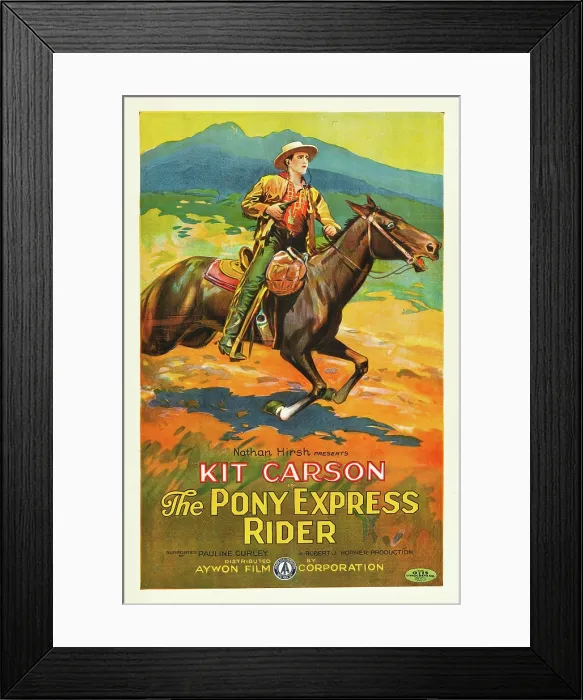 Framed Print : THE PONY EXPRESS RIDER, William Barrymore aka Kit Carson on US poster art, 1926