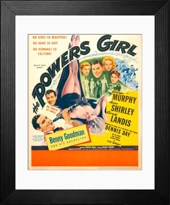 Framed Print : THE POWERS GIRL, bottom left: Benny Goodman on window card, 1943 Framed Print : THE POWERS GIRL, bottom left: Benny Goodman on window card, 1943