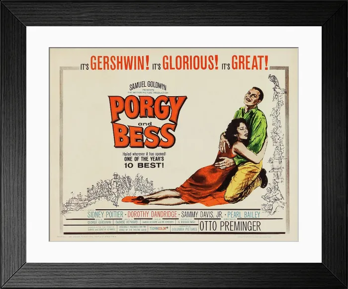 Framed Print : PORGY AND BESS, US poster art, from left: Dorothy Dandridge, Sidney Poitier, 1959