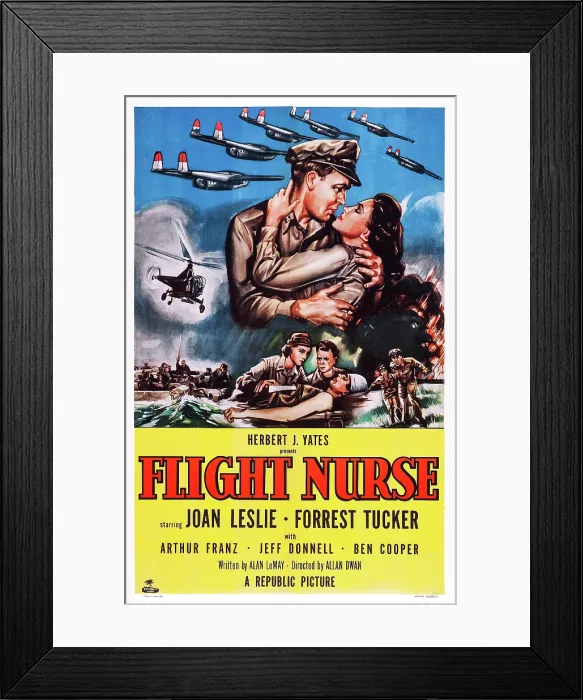 Framed Print : FLIGHT NURSE, US poster art, from left: Forrest Tucker, Joan Leslie, 1953