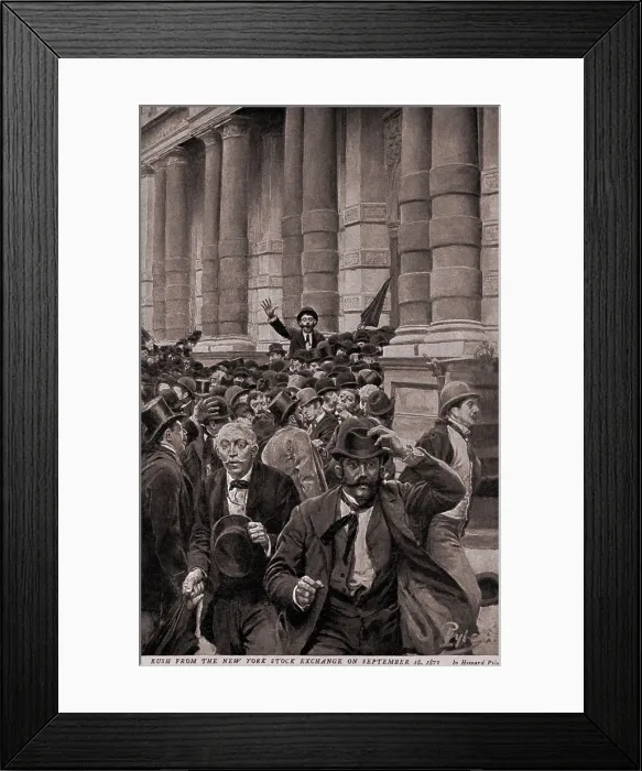 Framed Print : The rush from the New York Stock Exchange on September, 15, 1873, beginning the worst depression in US history Framed Print : The rush from the New York Stock Exchange on September, 15, 1873, beginning the worst depression in US history
