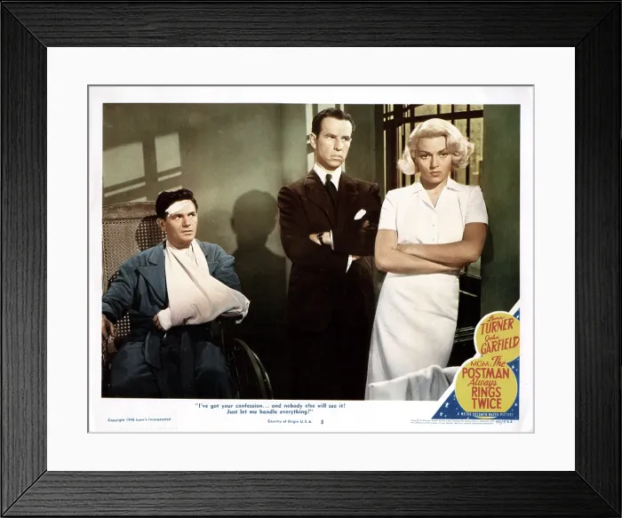 Framed Print : THE POSTMAN ALWAYS RINGS TWICE, John Garfield, Hume Cronyn, Lana Turner, 1946