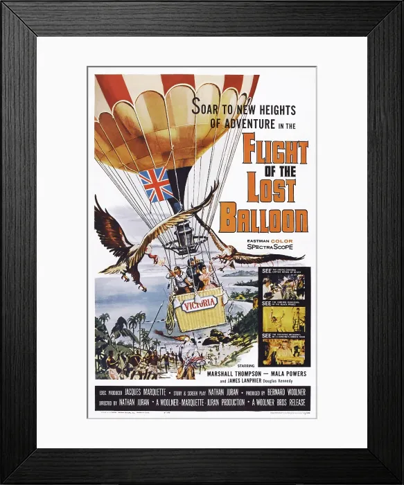 Framed Print : FLIGHT OF THE LOST BALLOON, poster art, 1961