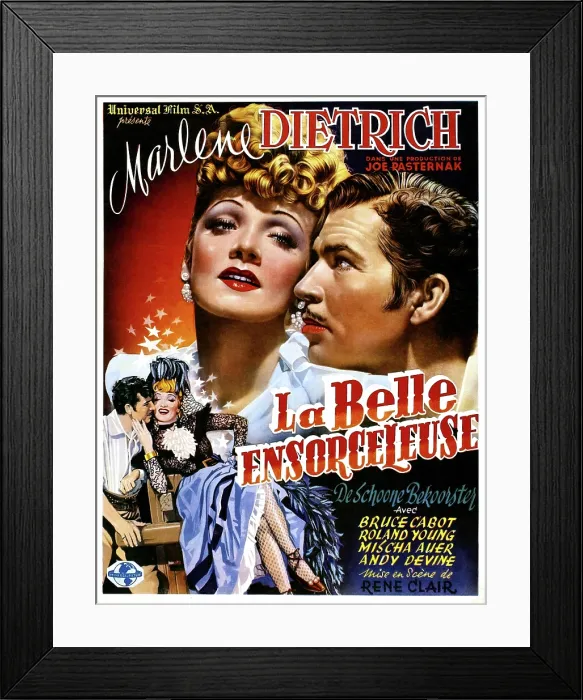 Framed Print : THE FLAME OF NEW ORLEANS (aka LE BELLE ENSORCELEUSE), Marlene Dietrich, Bruce Cabot, (Belgian poster art), 1941 Framed Print : THE FLAME OF NEW ORLEANS (aka LE BELLE ENSORCELEUSE), Marlene Dietrich, Bruce Cabot, (Belgian poster art), 1941
