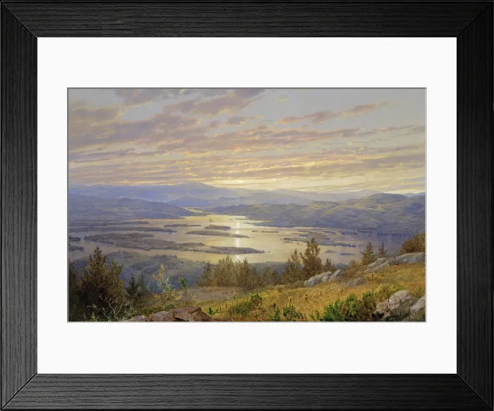 Framed Print : LAKE SQUAM FROM REDHILL, by William Trost Richards, 1874, American watercolor painting