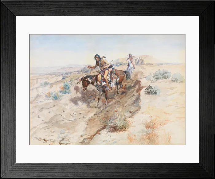 Framed Print : BRAVE INDIANS, by Charles M. Russell, 1899, American watercolor painting