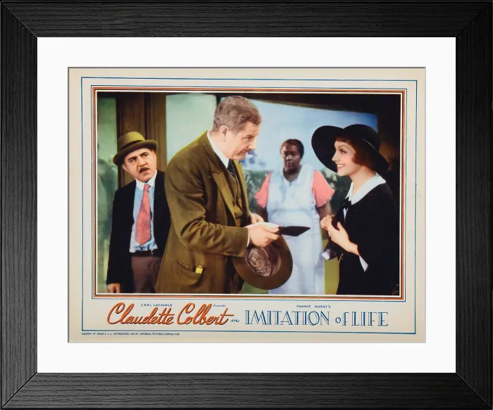 Framed Print : IMITATION OF LIFE, lobbycard, from left: Henry Armetta, Alan Hale, Louise Beavers, Claudette Colbert, 1934