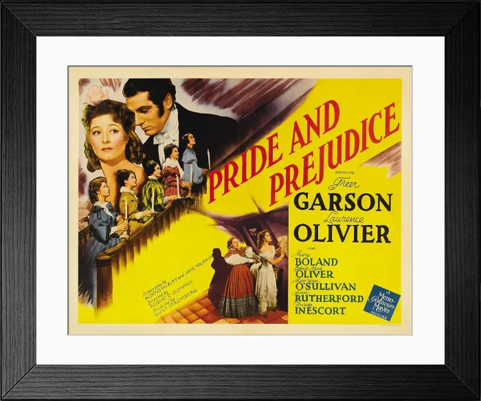 Framed Print : PRIDE AND PREJUDICE, top left from left: Greer Garson, Laurence Olivier, bottom far right: Greer Garson, 1940