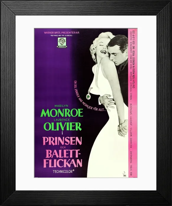 Framed Print : THE PRINCE AND THE SHOWGIRL, (aka I PRINSEN OCH BALETT-FLICKAN), Swedish poster art, from left: Marilyn Monroe, Laurence Olivier, 1957