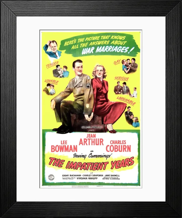 Framed Print : THE IMPATIENT YEARS, US poster, center from left: Lee Bowman, Jean Arthur, Charles Coburn (top left), 1944 Framed Print : THE IMPATIENT YEARS, US poster, center from left: Lee Bowman, Jean Arthur, Charles Coburn (top left), 1944