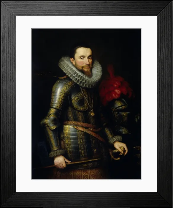 Framed Print : Portrait of Ambrogio Spinola, by Michiel Jansz van Mierevelt, 1609, Dutch painting, oil on canvas. Spinola, Commander in Chief of the Spanish troops in the southern Netherlands