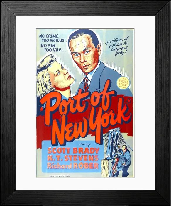 Framed Print : PORT OF NEW YORK, US poster, top from left: K.T. Stevens, Yul Brynner, 1949 Framed Print : PORT OF NEW YORK, US poster, top from left: K.T. Stevens, Yul Brynner, 1949